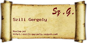 Szili Gergely névjegykártya